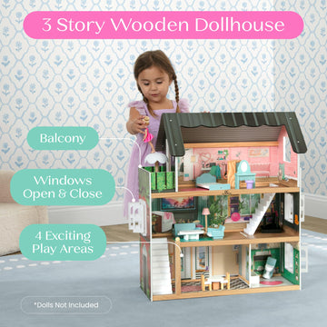 Delta Children South Beach Dollhouse - 3-Story Dollhouse with 4 Rooms - Includes 16 Accessories - Fits 5-inch Dolls - Pretend Play Dream Gift for Ages