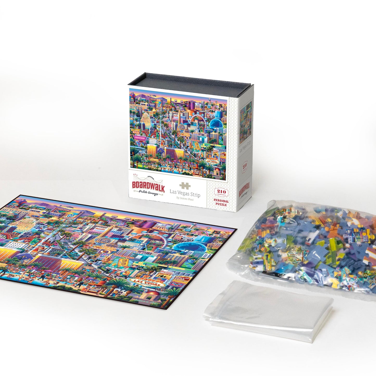 Boardwalk Las Vegas Strip 210 Piece Personal Puzzle, Jigsaw Puzzles with Premium Box, Nevada Gifts for Adults, 6"x8"