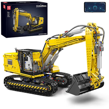 Mould King 13112 Upgraded RC Excavator Building Sets, 2169+ Pieces Building Model Kits, App Remote Control Construction Truck Excavator Science Kits