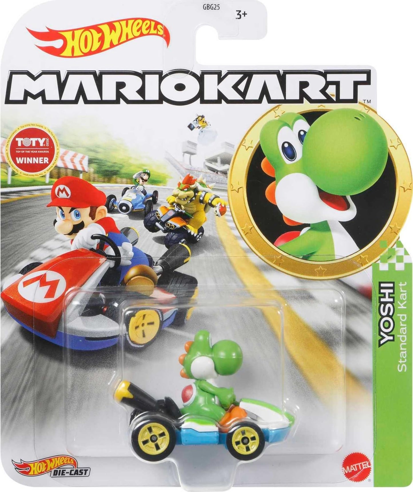 Hot Wheels Mario Kart Toy Vehicle, 1:64 Scale Die-Cast Replica with a Favorite Character, Optimized for Track Racing or Stunting (Styles May Vary)
