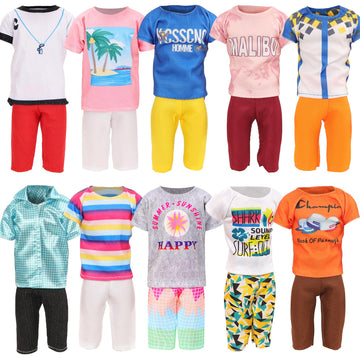 BARWA Lot 3 Sets Fashion Outfit Clothes 3 Tops with 3 Trousers for 12 inch Boy Friend Doll