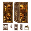 CLICLIET Book Nook Kit - DIY Miniature Tiny Dollhouse Kit, 3D Wooden Puzzle Book Nook Craft for Bookshelf Decor, Model Build Book Nook Kit for Adult
