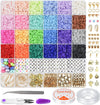 Friog Graduation Teachers Appriciation Gift Jewelry/Bracelet Making Kit 6000+PCS Clay Beads, 24 Colors Flat Preppy Beads for Friendship Jewelry