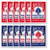 Bicycle Deluxe 1 Dozen Pinochle Poker Playing Cards - 6 Blue & 6 Red Decks! (Jumbo)