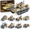 Military Tank Building Blocks Set Compatible with Lego, 1176-Piece 9 in 1 Army Vehicle Model with Rolling Tracks and Rotating Turret, Build, Play