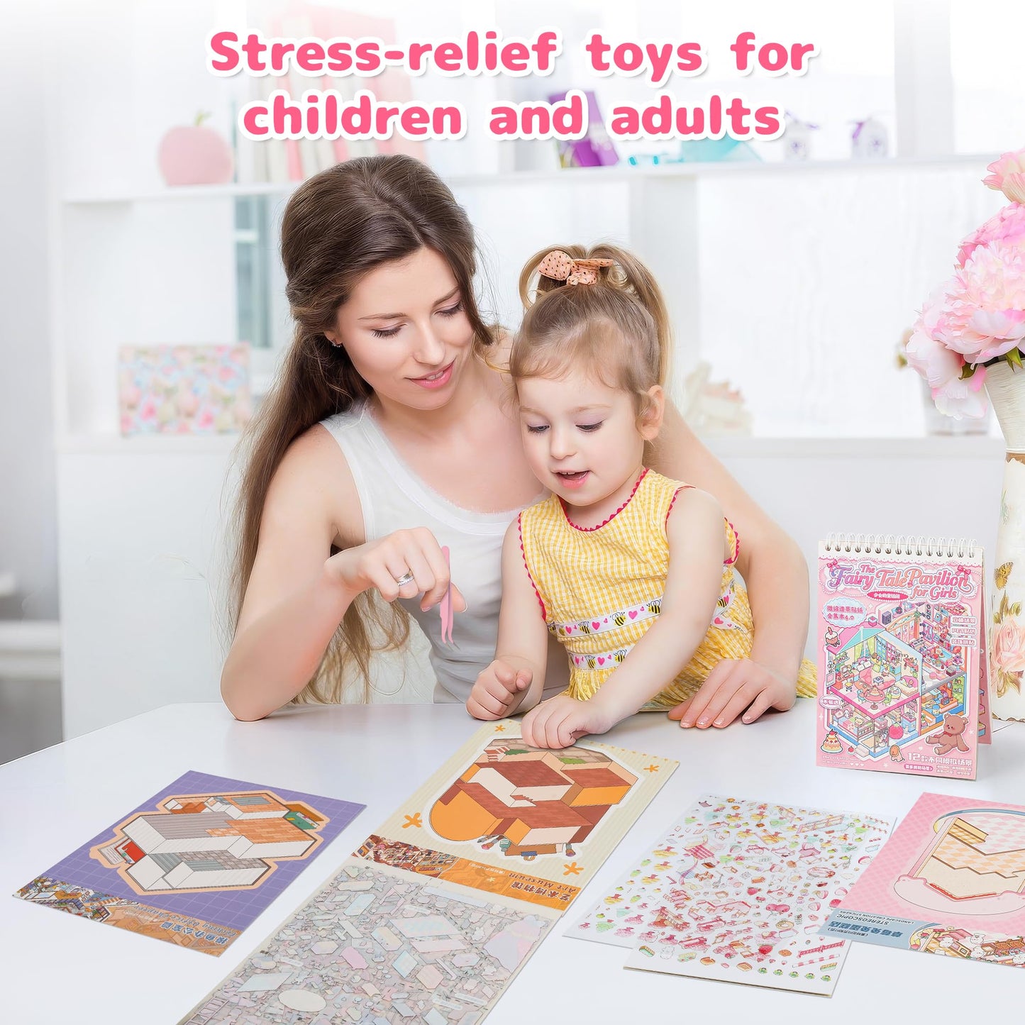 22 Set Medium 3D Room Scene Sticker Book for Adults and Kids (>6),DIY Activity Miniature Cute Japanese asmr Scenic Therapy Collection Book,Kawaii Cozy