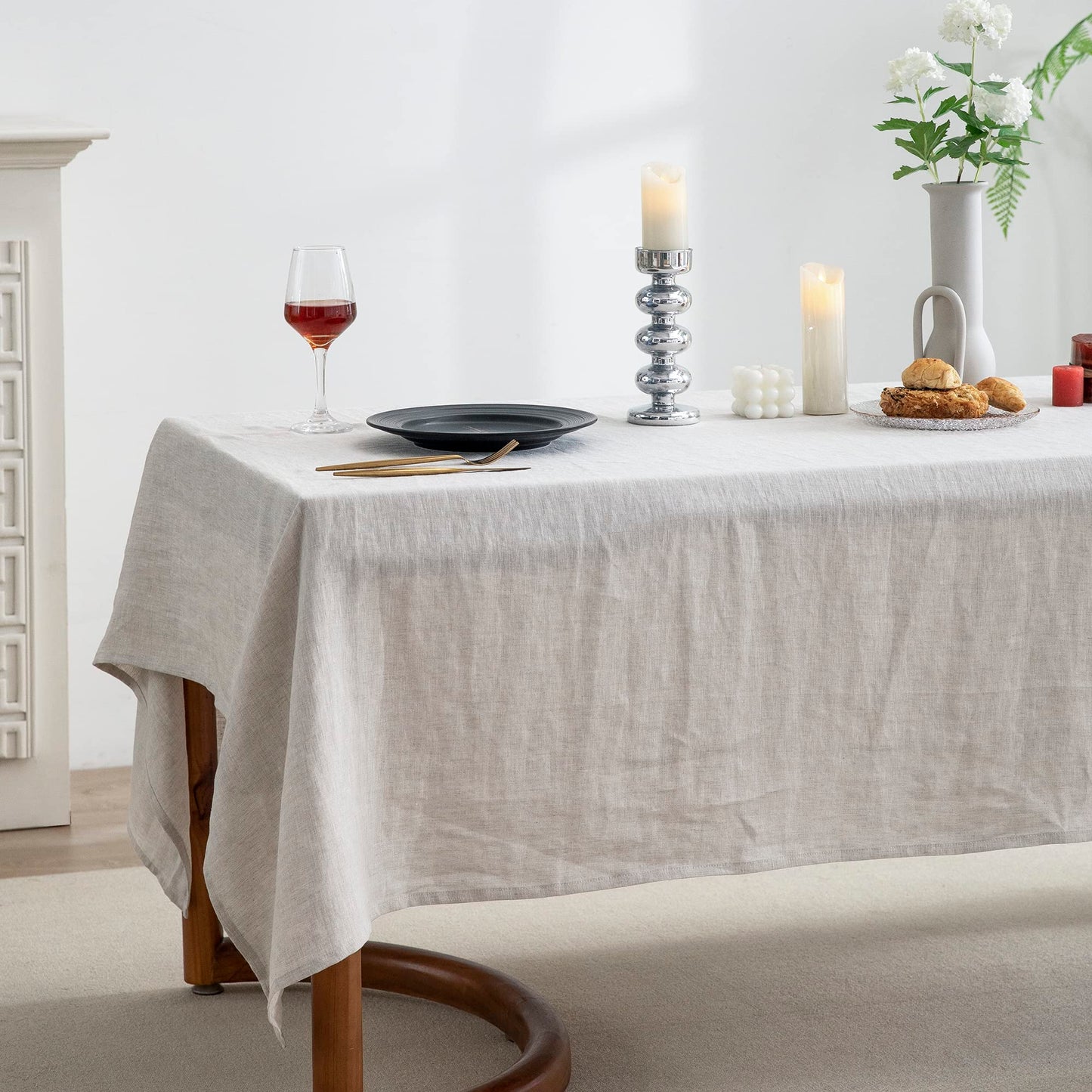 EVERLY 100% Pure Linen Rectangle Tablecloths 108Lx60WInch for Dining,Buffet Parties,Picnic,Events,Weddings and Restaurants,Decorative