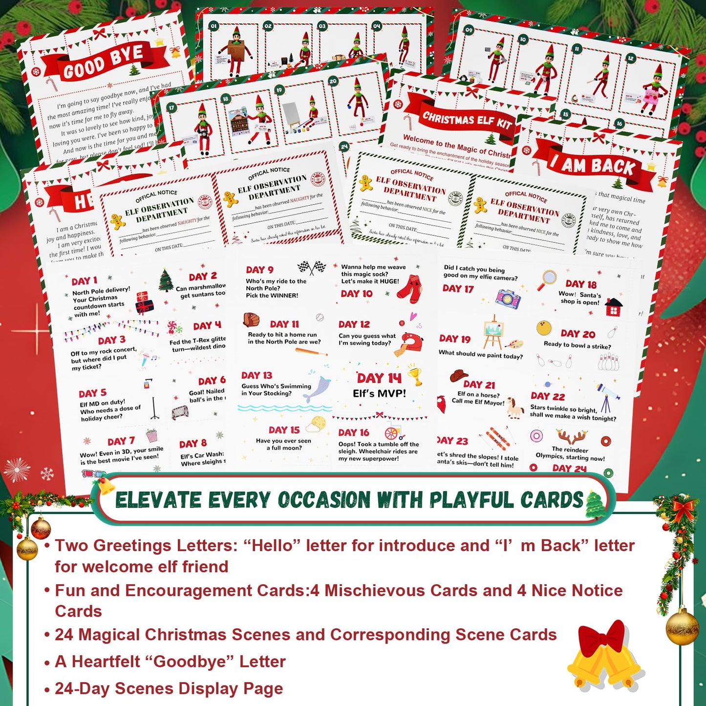Thalassynix Elf Kit Activity Accessories of Christmas 24 Days Interactive Daily Props from Elf of 2025 Surprise Gift & Ideas Kits for Christmas