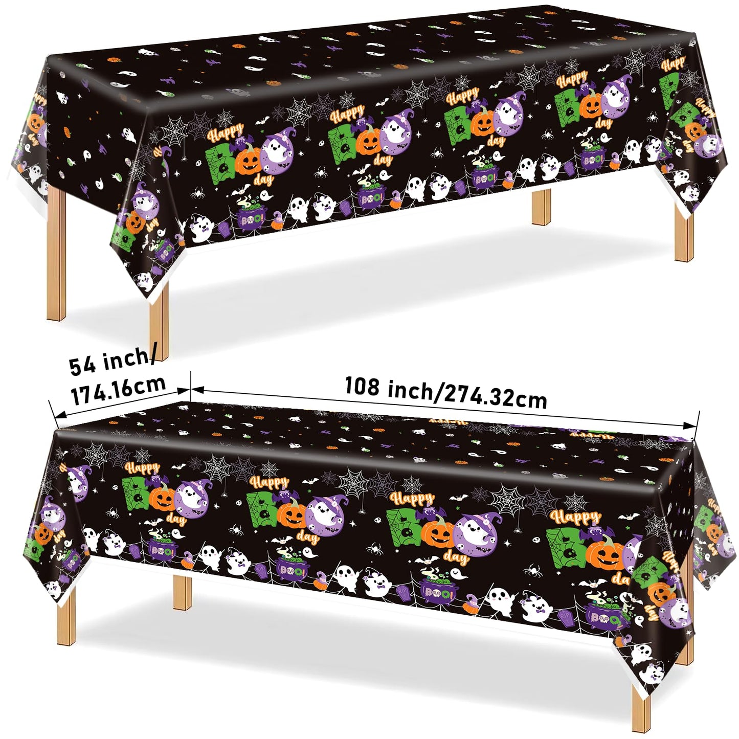 Yavxzvbw 3Pcs Happy Boo Day Decorations Happy Boo Day Tablecloth for Halloween Birthday Party Decorations Halloween Tablecloth for Boo Birthday Party