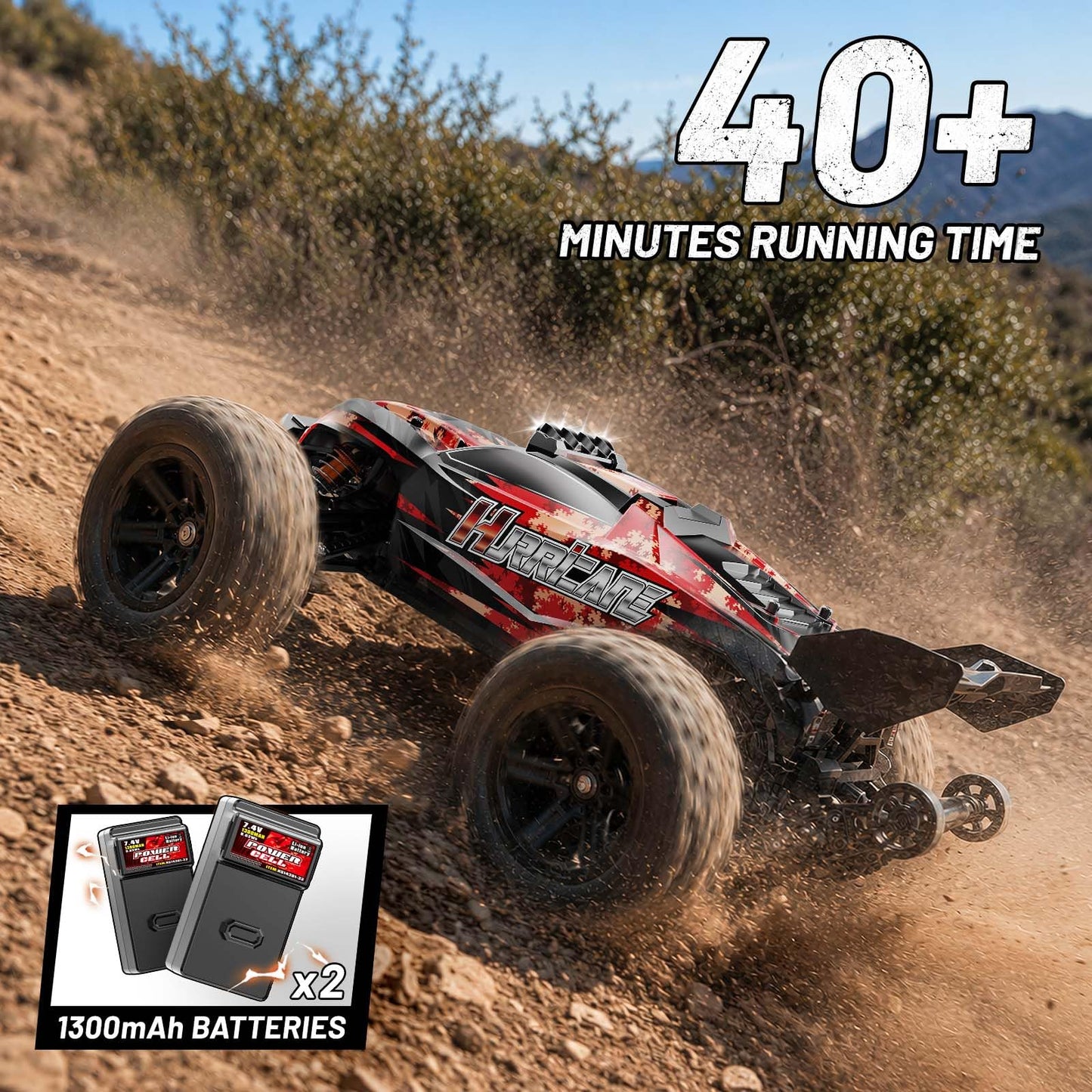 YESHIN 1:14 Scale All Terrain RC Cars - 40km/h High Speed Remote Control Car, 4X4 Waterproof Off-Road Truck with 2 Rechargeable Batteries, Realistic