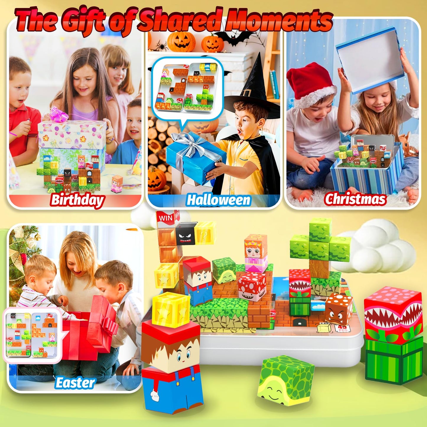 Mini Magnetic Blocks for Kids, 45PCS Travel Magnetic Cubes with Iron Box