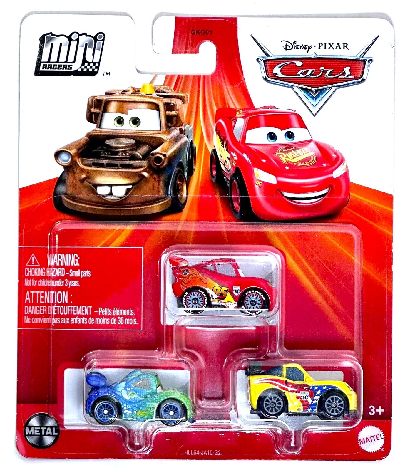 Disney Cars Mini Racers 3-Pack (Jeff Gorvette, Lightning McQueen with Racing Wheels, Carla Veloso)