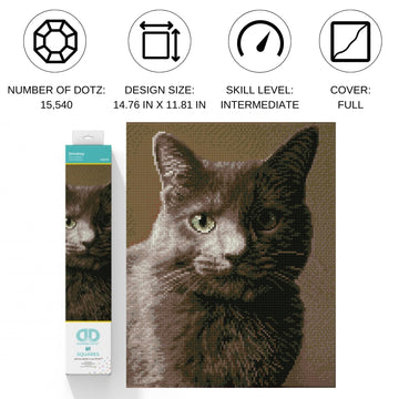 DIAMOND DOTZ Smokey Cat Diamond Painting Kits for Adults - Diamond Art Kits a Relaxing Creative Craft Kit with Dotz Gems 14.8"x11.8"