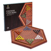 Yellow Mountain Imports Wooden Chinese Checkers Halma Board Game Set - 13.6-Inch - with 60 Colored Petal-Style Glass Marbles (16-Millimeter) - Classic