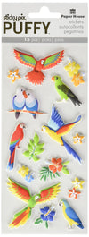 Paper House Productions STP-0081E Stickers Puffy Stickers, Tropical Birds, 3 Pack