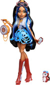 Monster High Doll, Robecca Steam in Blue Blouse and Black Shorts with Pet Penguin Captain Penny and 7 Accessories Like Flying Goggles and Purse