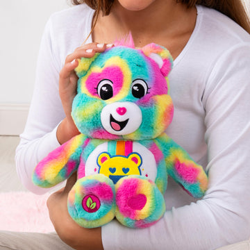Care Bears 14” Good Vibes Bear- Tie-Dye Multicolored Plushie for Ages 4+ - Perfect Stuffed Animal Support Gift, Super Soft and Cuddly - Good for Girls
