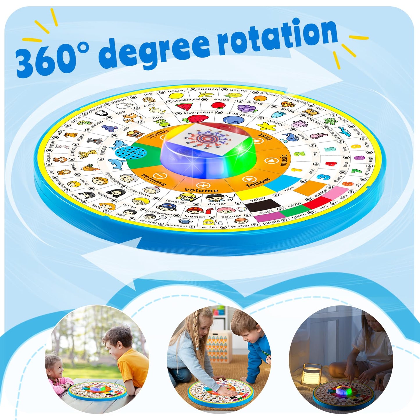 Age 1 2 3 Toddler Learning Words Pronunciation Machine,12 Month+ Kids Early Education Toys,Children Electronic Interactive Point Reader,with Music