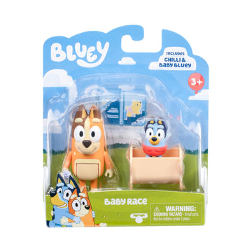 Bluey Baby Race Figure 2-Pack, Chilli & Baby in Cradle