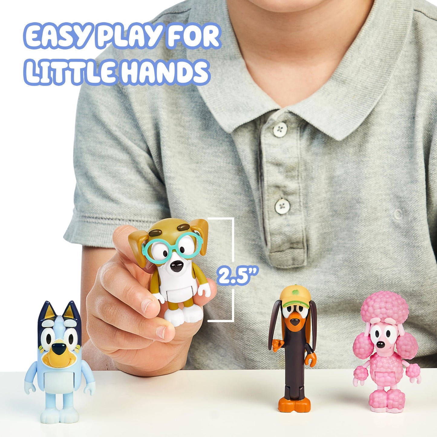 Bluey Friends Figurine Toys Pack of 4, Articulated Character Toys with Snickers, Honey, and Coco Figurines, Small Action Figures for Kids Ages 3+