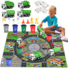 Garbage Truck Toy Vehicles Playset w/Play Mat,Friction Powered Sanitation Truck/Dump Truck/Tipper/Water Tanker,8 Pcs Signposts,6 Pcs Mini Engineer