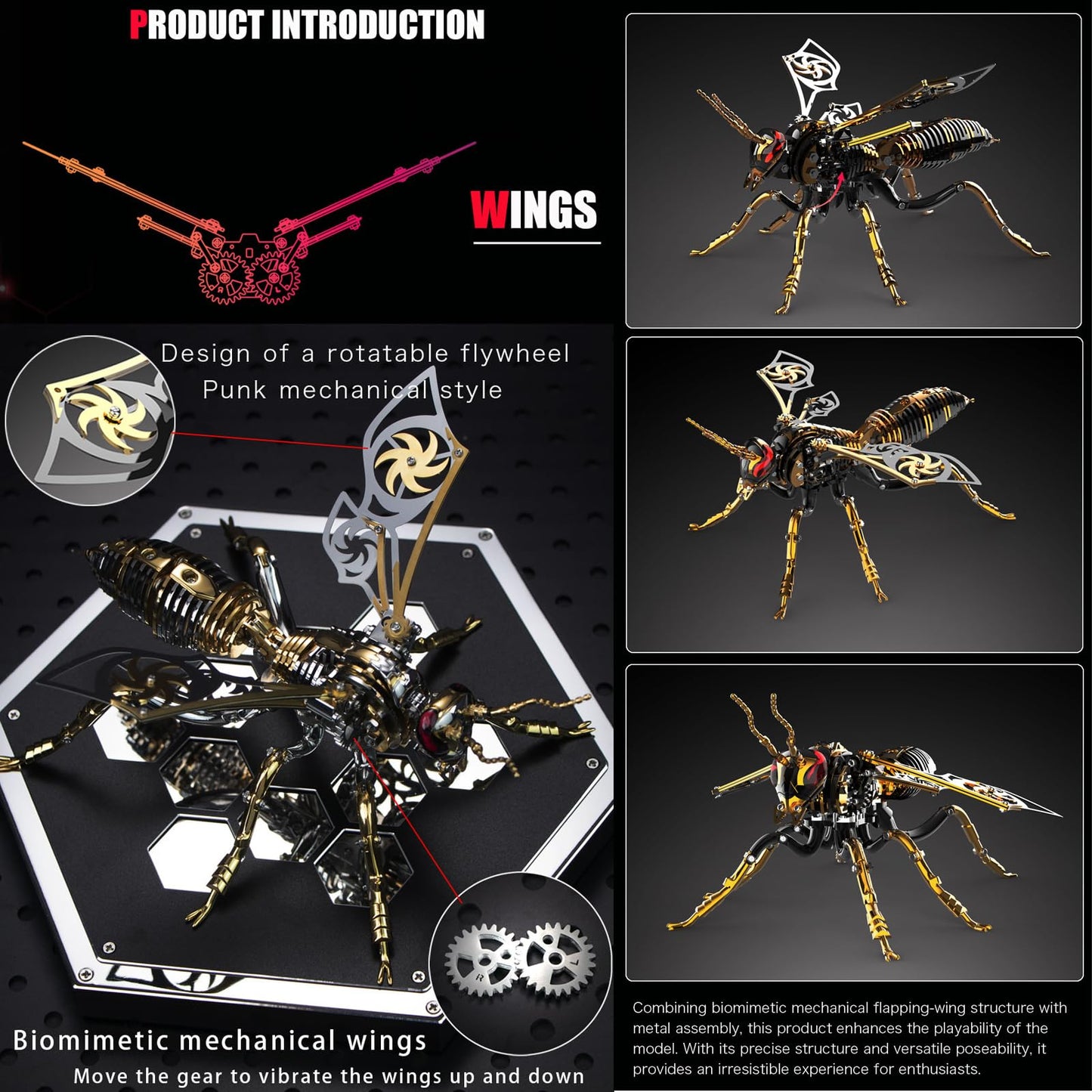 3D Metal Puzzle Mechanical Wasp for Adults: Gift for Birthday Christmas DIY for Men Assembly Model Kits Stainless Steel Building Blocks for for Ages