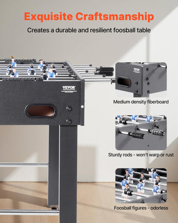 VEVOR Foosball Table, 48 inch Standard Size Table, Indoor Full Size Foosball Tables for Home, Family, and Game Room, Durable Soccer Set, Includes 2