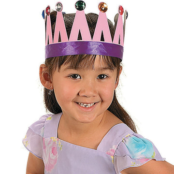 Fun Express DIY Paper Crowns, Set of 12 - VBS 2026 Vacation Bible School Supplies/Decor - Prince and Princess Party Crafts for Kids
