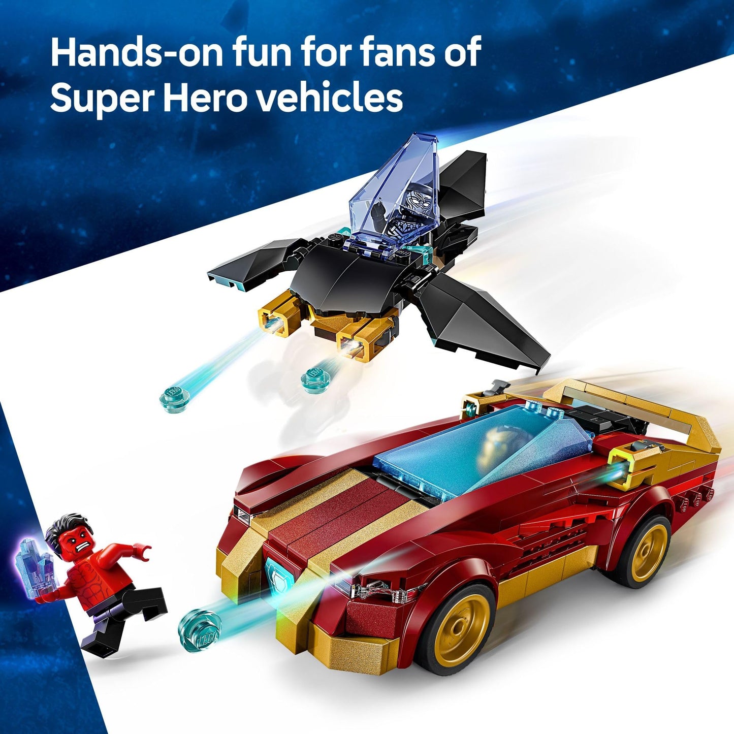 LEGO Marvel Iron Man Car & Black Panther vs. Red Hulk Building Toy - Marvel Superhero Toy for Kids, Boys and Girls, Ages 7+ - with 3 Minifigures -