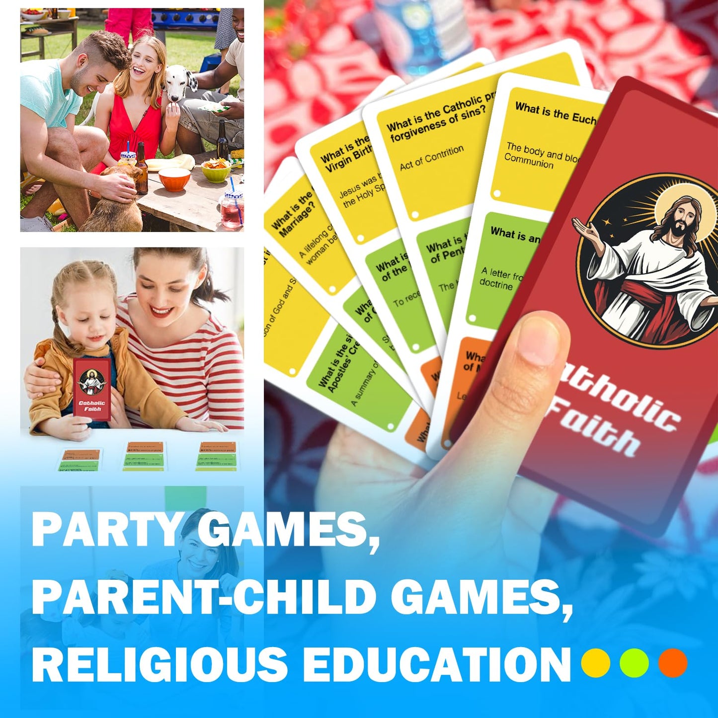 ZZBUY Catholic Bible Trivia Game Cards, Catholic Faith Game for Everyone, Bible Study, Dinnertime Game, Catholic Gift