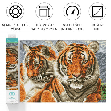 DIAMOND DOTZ Tigers Animal Diamond Painting Kits for Adults - Diamond Art Kits a Relaxing Creative Craft Kit with Dotz Gems 14.6"x20.3"