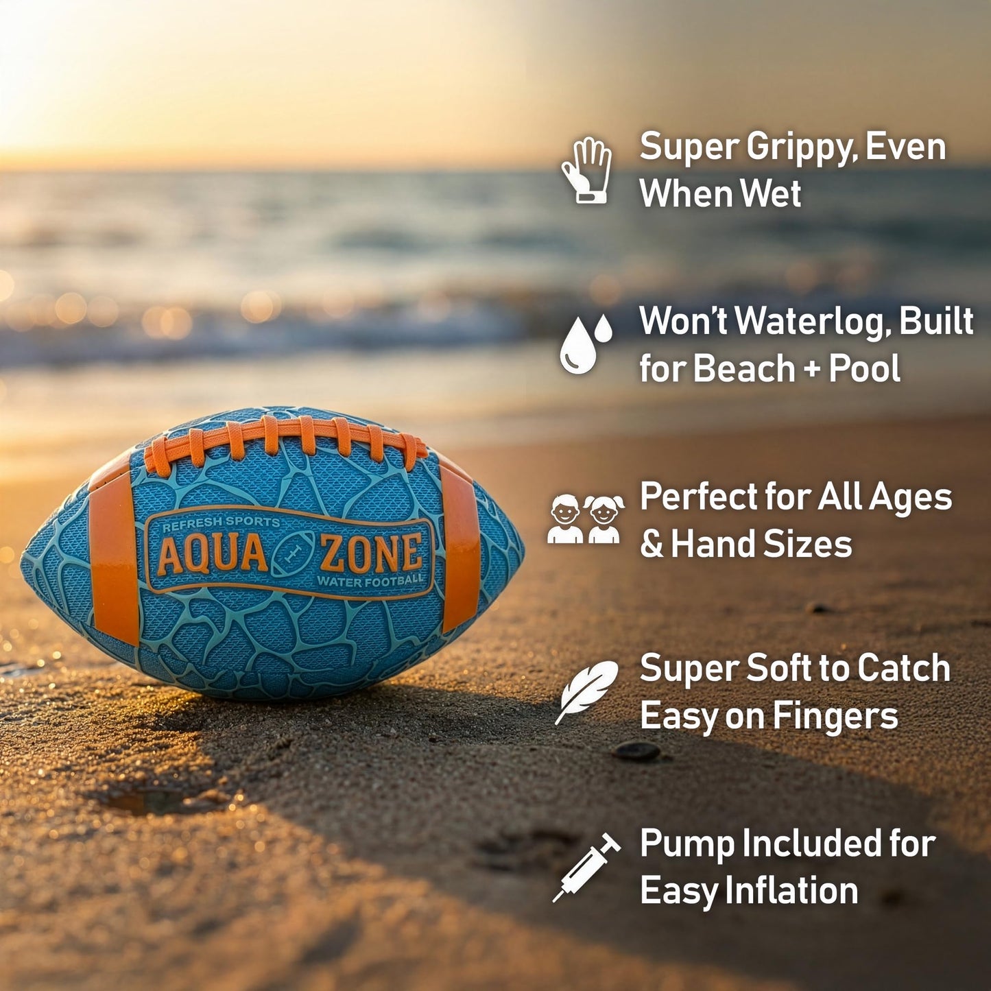 Water Football for Pool & Beach - Best Pool Toys for Kids All Ages - Easy Grip & Soft to Catch Footballs - Fun Outdoor Sports Beach Toys - Pool Gifts