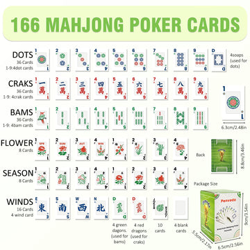 Penveda 2026 Mahjong Playing Cards 166 Pcs, Large Print American Mahjong Game Set with 2 Dices Portable, Durable Waterproof Poker Mahjong Cards