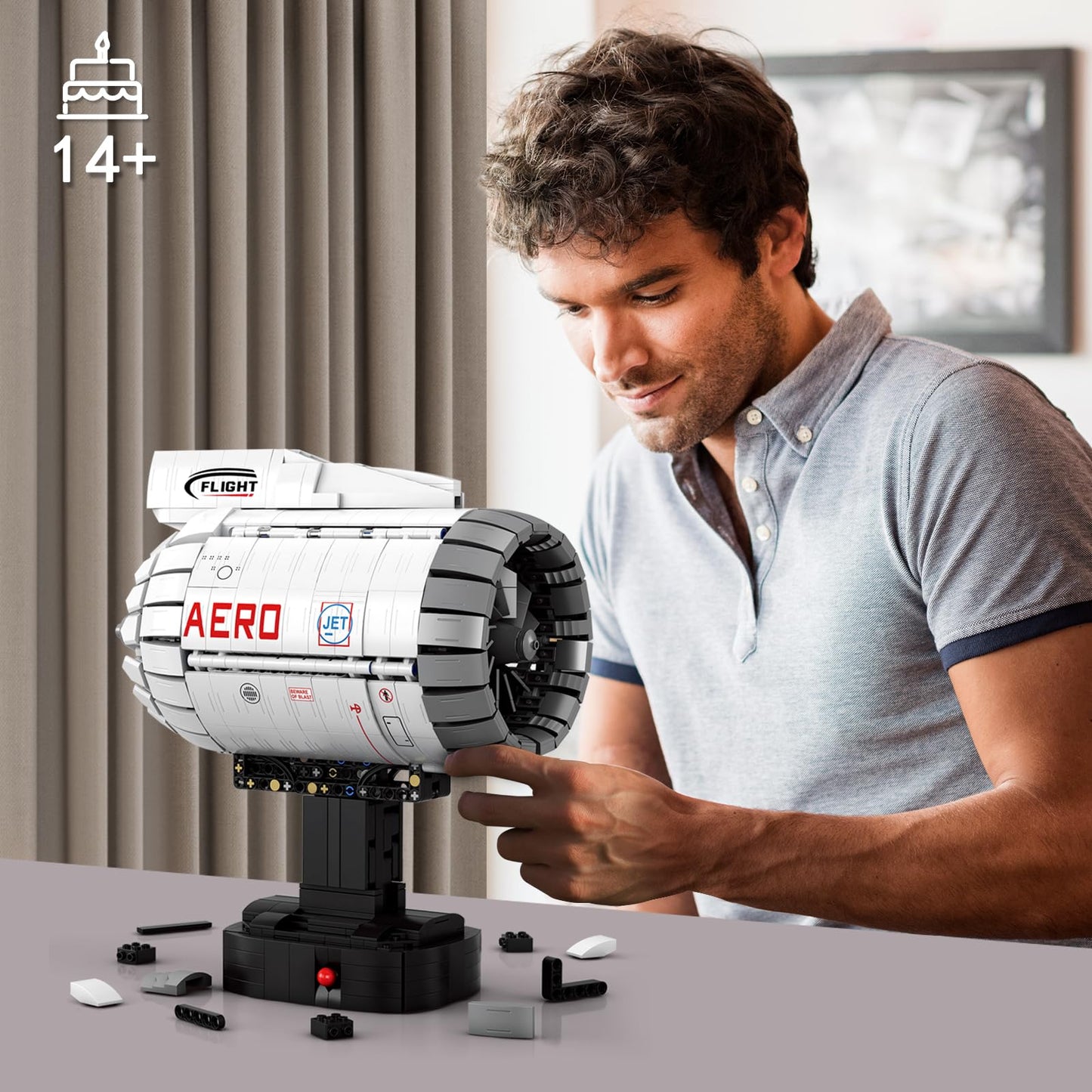 HIGH GODO Aircraft Engine Building Kit that Works, Aircraft Turbofan Engine Model Kit with Motor, Build Your Own Engine Kit, STEM Project for Teens