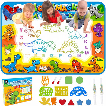 Water Doodle Mat for Toddlers 1-3: Mess-Free Coloring Toy,Dries in 5-10 Mins for Endless Play,Dinosaur Reusable Aqua Painting Board Toddler