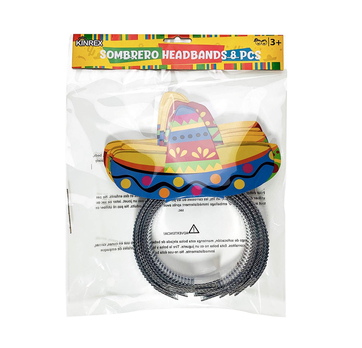 KINREX Cinco de Mayo Sombrero Headband - Mexican Fiesta Paper Party Hat - 8 Pieces