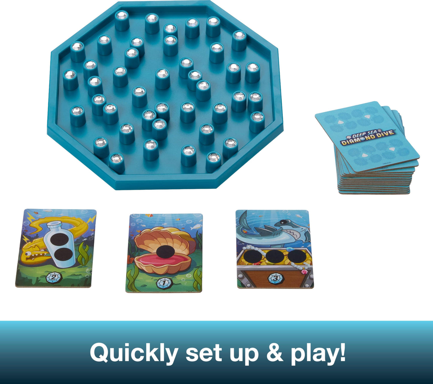Mattel Games Deep Sea Diamond Dive Family Board Game for Kids and Grown-Ups with Easy Rules and Quick Gameplay for 2-4 Players