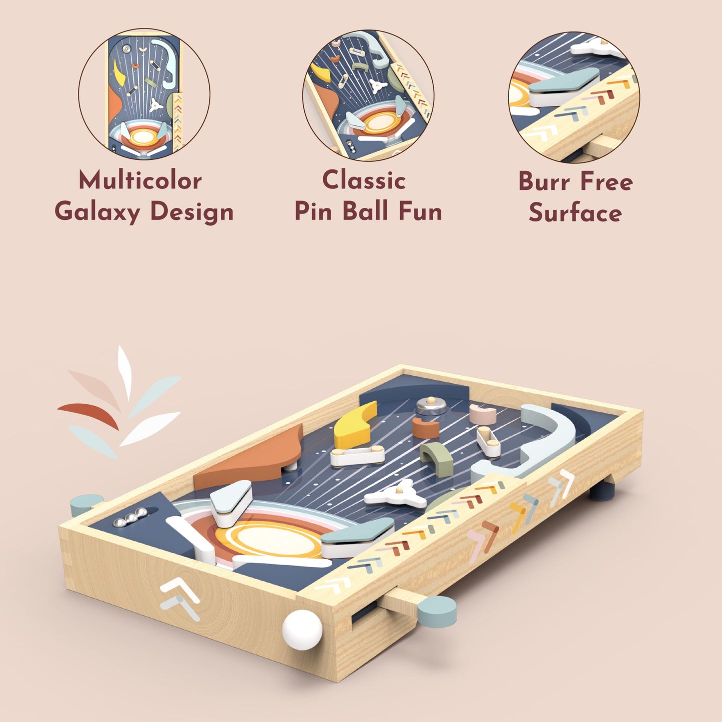 SPEEDY MONKEY Wooden Pinball Machine Toy for Family Play Ages 3+ Arcade