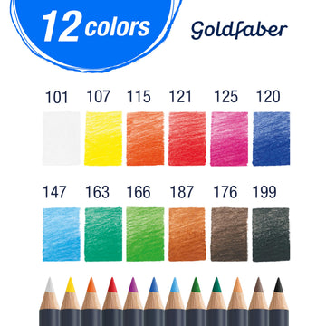 Faber-Castell Goldfaber Colored Pencils, 12 Classic Colors for Artists