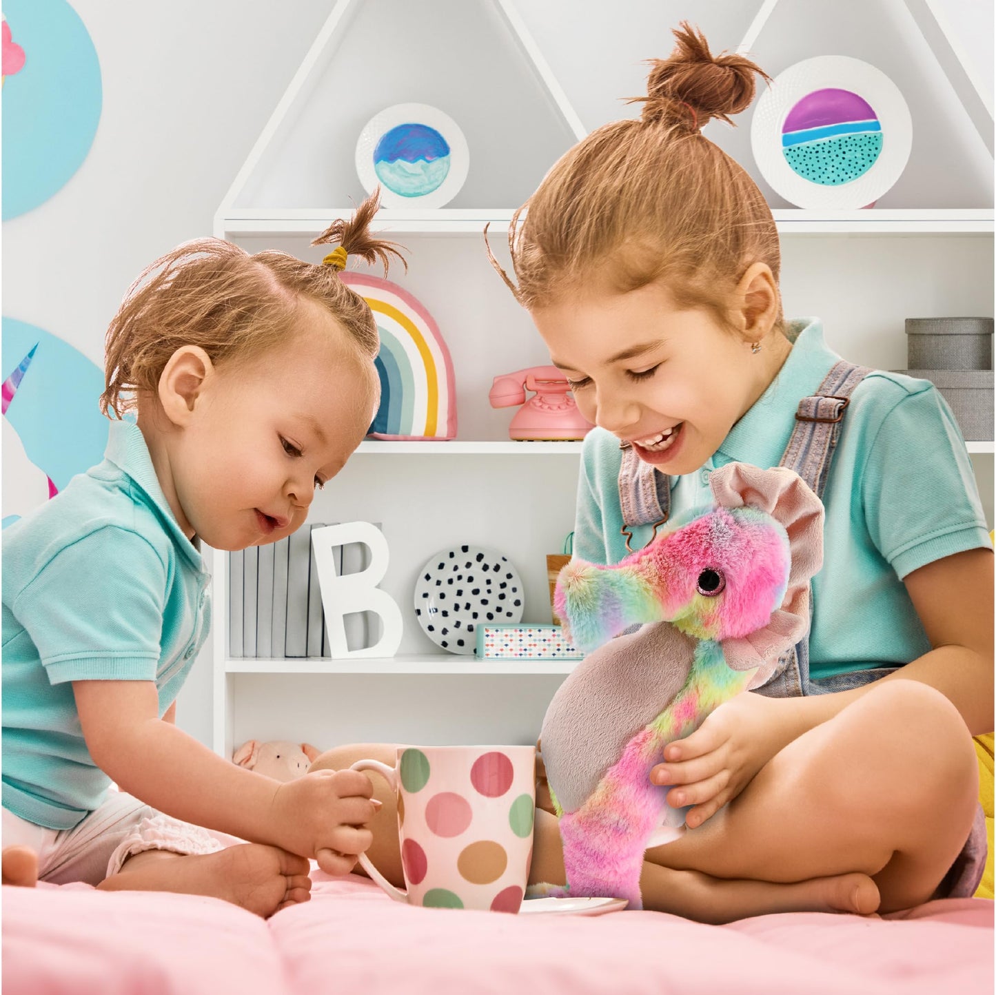 DolliBu Rainbow Seahorse Stuffed Animal - Super Soft Stuffed Animals for Girls and Boys, Adorable Stuffed Sea Creatures for Kids and Cute Sea Animals