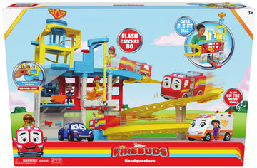 Disney Junior Firebuds HQ Playset with Lights, Sounds, Fire Truck Toy, Action Figure and Vehicle Launcher, Kids Toys for Boys and Girls Ages 3 and Up