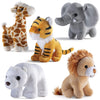 PREXTEX Safari Friends Stuffed Animal Gift Set - 5 Small Plush (Giraffe, Tiger, Lion, Polar Bear, Elephant) Zoo Animals - Machine Washable Stuffed