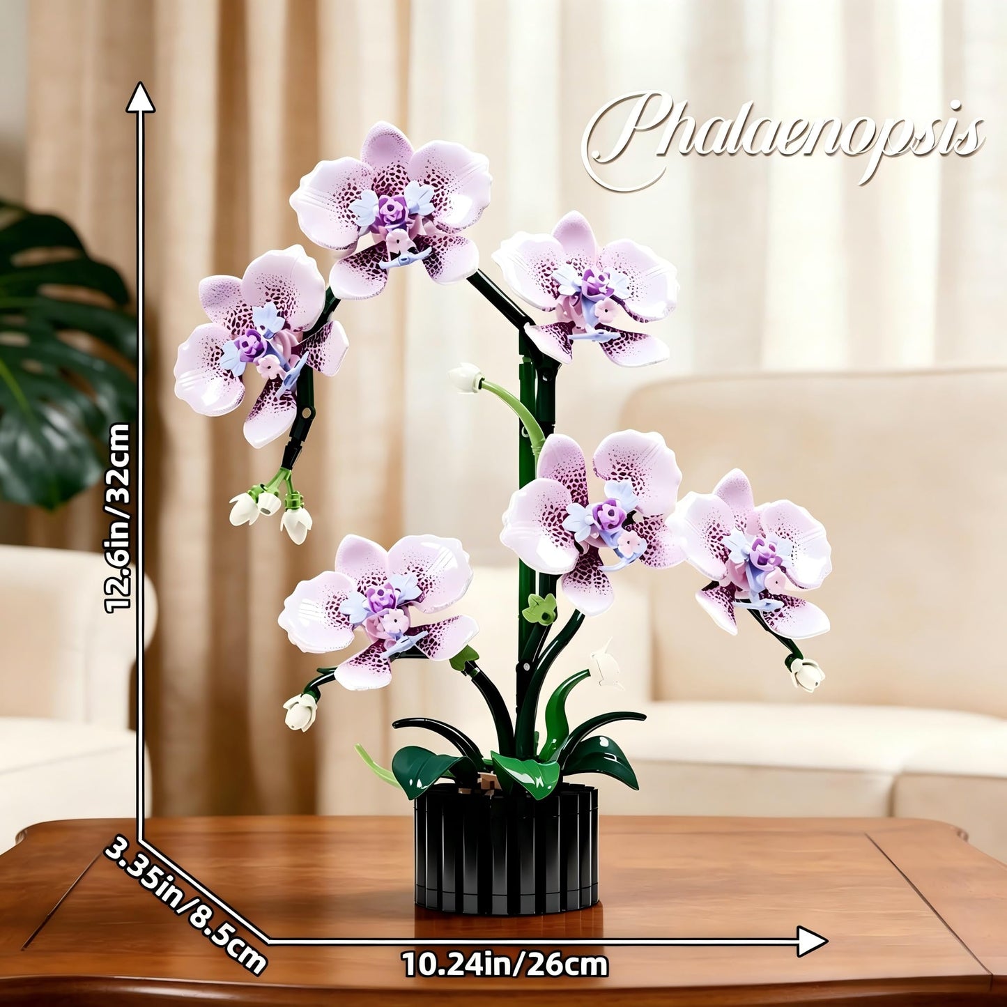 Purple Phalaenopsis Building Blocks Set,619PCS Orchid Model Kit,Birthday Gift Compatible with Lego Flowers for Adults Women Girls Boys Age 14+