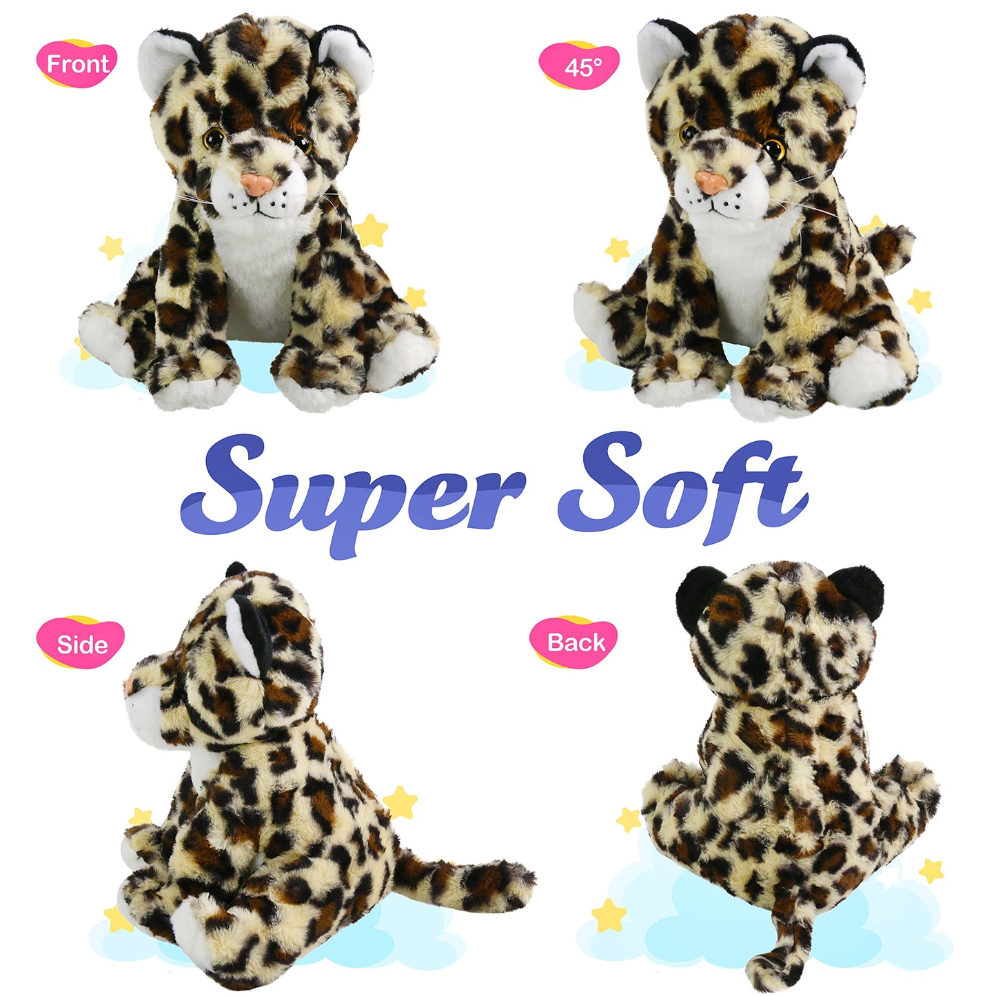 BSTAOFY 10’’ Light up Cheetah Stuffed Animal, Plush LED Leopard Plush Night Light, Companion Bedtime Jungle Toys Glow Afraid of Dark, Valentines