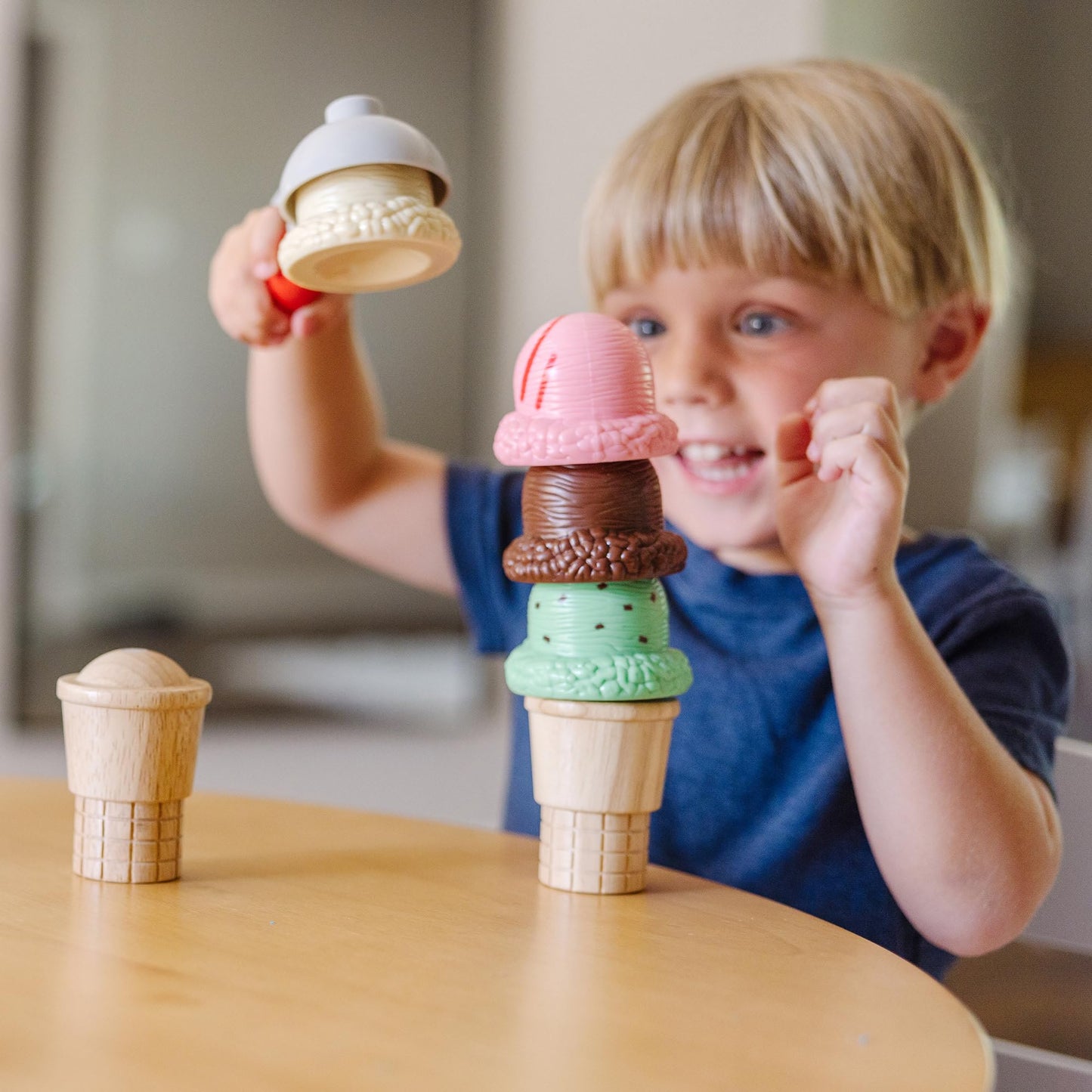 Melissa & Doug Scoop and Stack Ice Cream Playset, Magnetic Wooden Toys & Pretend Play Kitchen Accessories, Preschool Learning Toys for Girls & Boys 3+