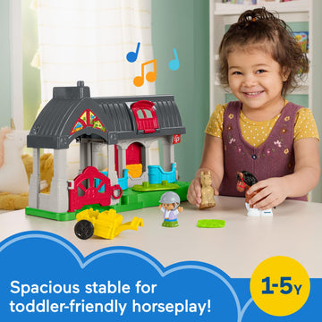 Fisher-Price Little People Toddler Toy Friendly Horses Stable Playset with Sounds, Figures & Accessories for Kids Ages 1+ Years