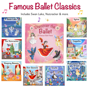 LITTLE MAESTRO Discover the Ballet - 28 Famous Ballet Pieces, Musical Books for Toddlers, 28-Button Music Book, Musical Toys for Toddlers 1-3