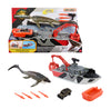 Matchbox Toy Car Playset, Jurassic World 12.5” Dino Boat with 13” Mosasaurus Dinosaur, 1:64 Die-Cast Jeep, Harpoon Missiles & Detachable Rescue Boat