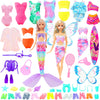 MCZQXW 40 Psc Doll Swimsuits Set, Bikini Clothes and Accessories for 11.5 inch Girl Doll Beach Bathing Outfits, Fishtail Skirt, Beach Chair
