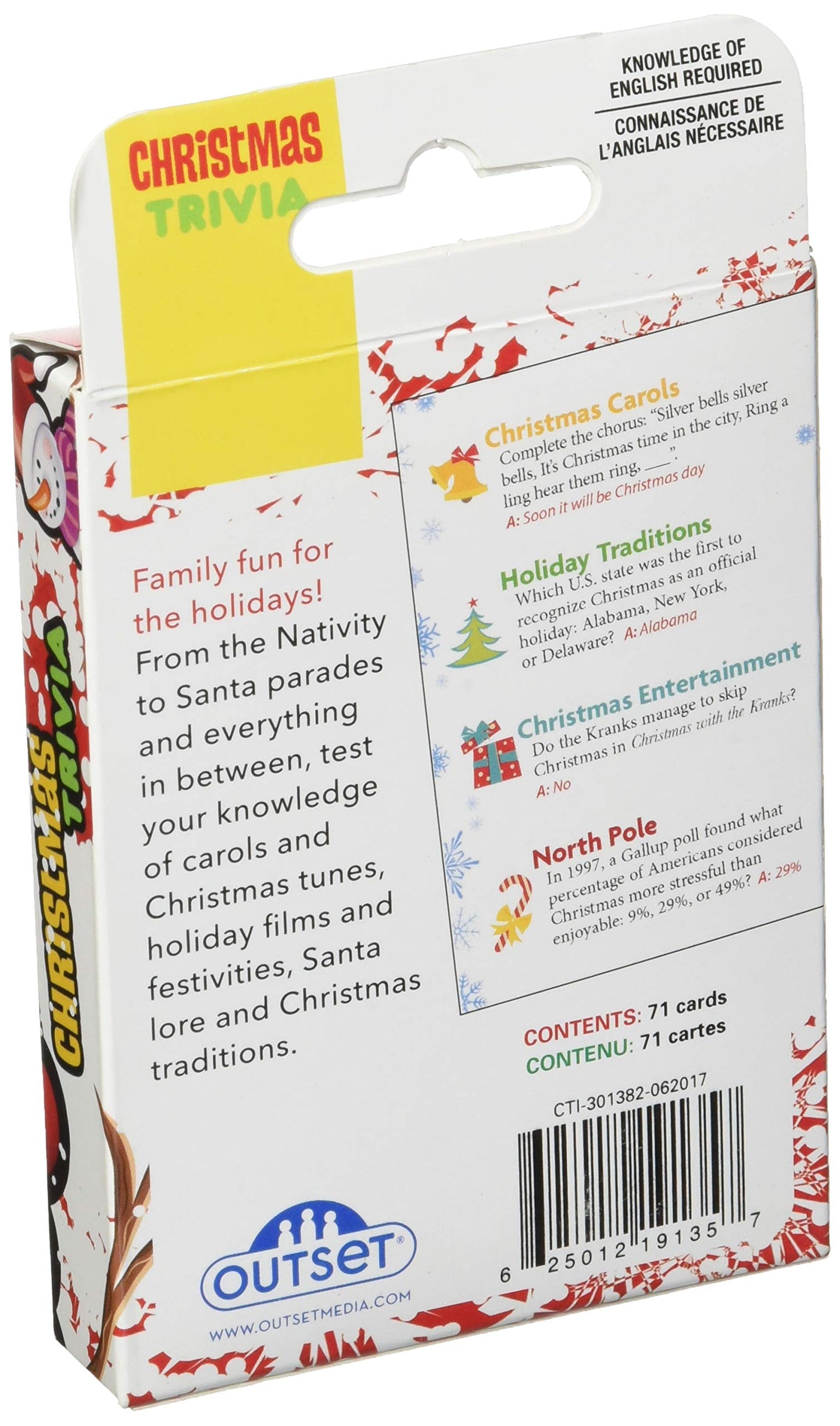Outset Media Christmas Trivia Card Game - Travel Sized - for 2 or More Players Ages 12 and up